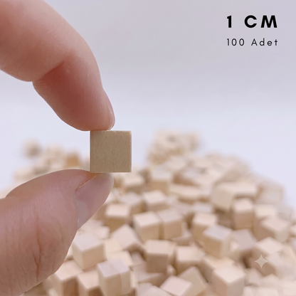 Ahşap Küp Seti 1 cm – 100 Adet