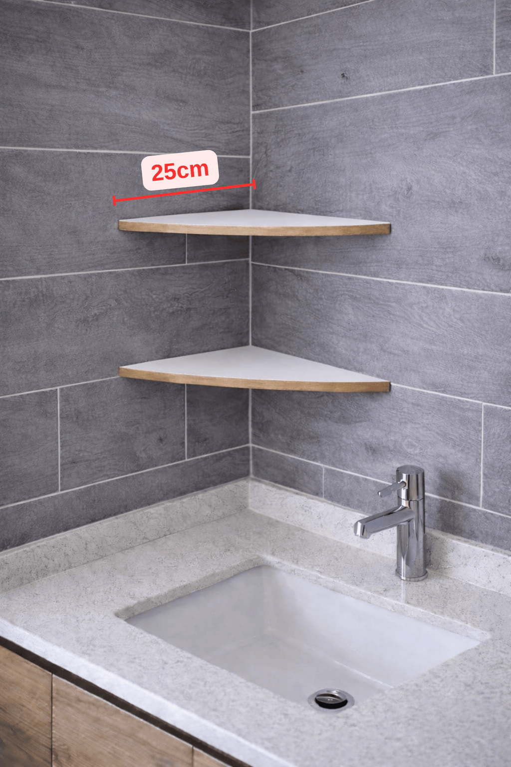 Tekli Duvar Raf Seti (25 cm) – Salon ve Oturma Odaları İçin Şık Köşe Rafı