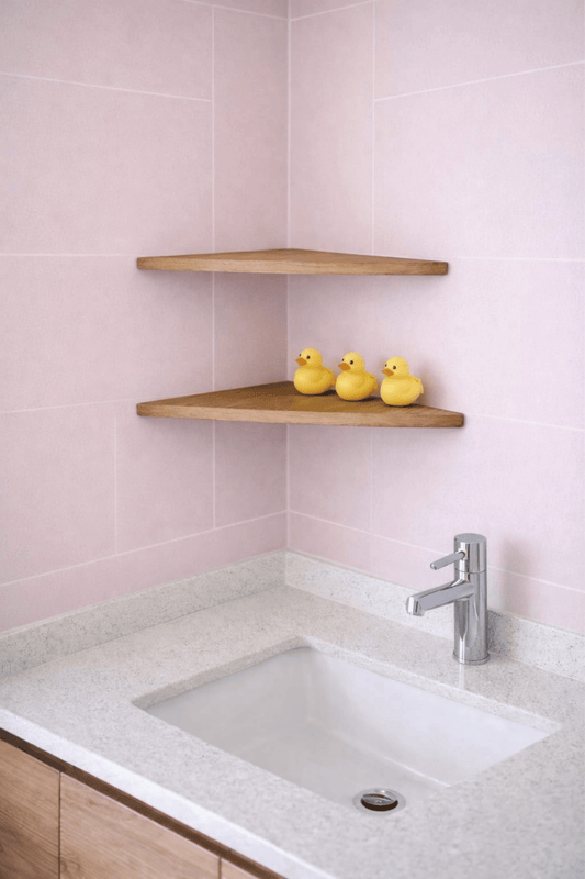 Üçgen Köşe Rafı 25 cm 2'li Set – Kahve