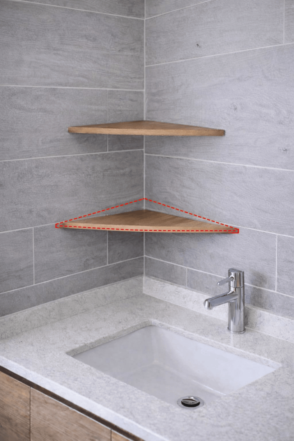 Üçgen Köşe Rafı 25 cm | Minimal Tasarım | 2’li Set | Alttan Montajlı Duvar Rafı