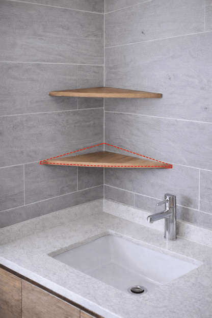 Üçgen Köşe Rafı 25 cm 2'li Set – Kahve