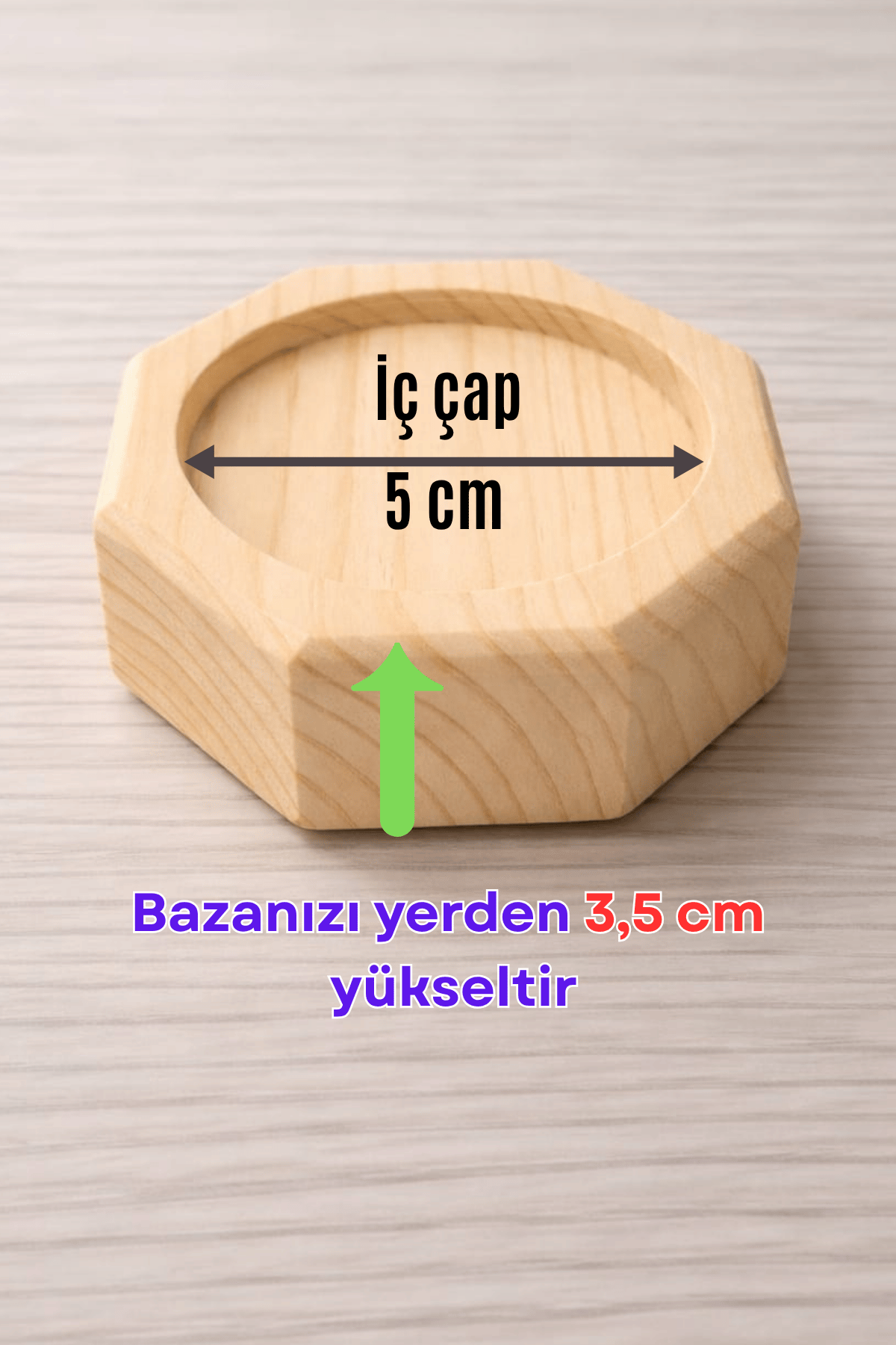 Robot Süpürge İçin Doğal Ahşap Koltuk Baza Yükseltici (3,5 cm Yükseltir) | Oyuklu Takoz (1 Adet)