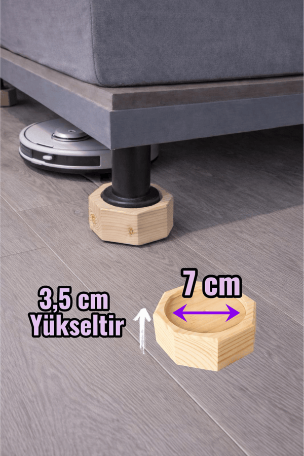 Robot Süpürge İçin Koltuk, Baza, Yatak Yükseltici | Oyuklu Takoz (1 Adet)