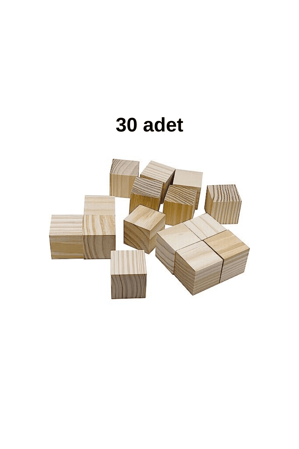 (3cm) Ahşap Küp (30 adet) - DIY Sanat ve Hobi Projeleri biblo yapımı -A kalite