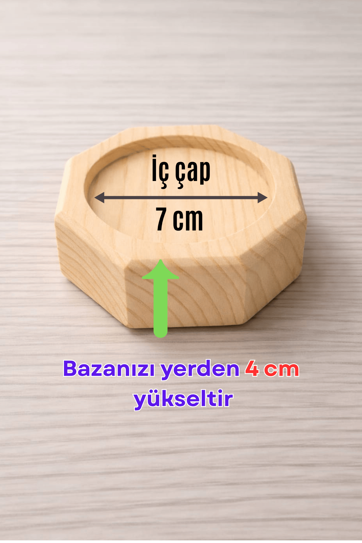 Robot Süpürge İçin Doğal Ahşap Koltuk Baza Yükseltici ” 4 cm Yükseltir | Oyuklu Takoz (1 Adet)