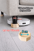Robot Süpürge İçin Doğal Ahşap Koltuk Baza Yükseltici (4,5 cm Yükseltir) | Oyuklu Takoz (1 Adet)