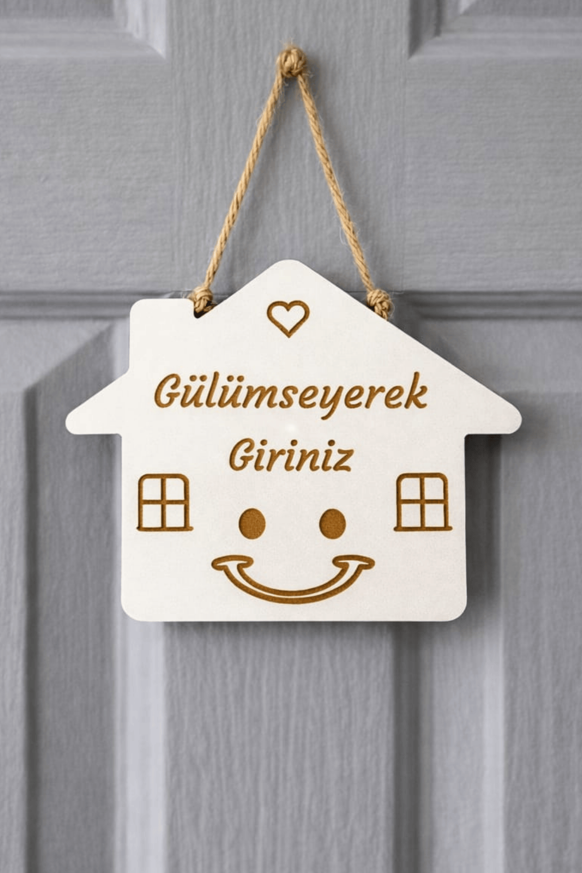 Kapı Süsü - CNC Kazıma/Oyma - 4mm MDF'den yapıldı, Sevgililer günü hediyesi.. – (20 × 25 cm)