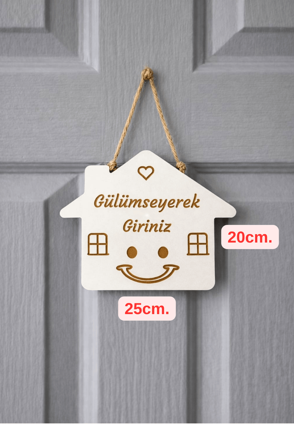 Kapı Süsü - CNC Kazıma/Oyma - 4mm MDF'den yapıldı, Sevgililer günü hediyesi.. – (20 × 25 cm)