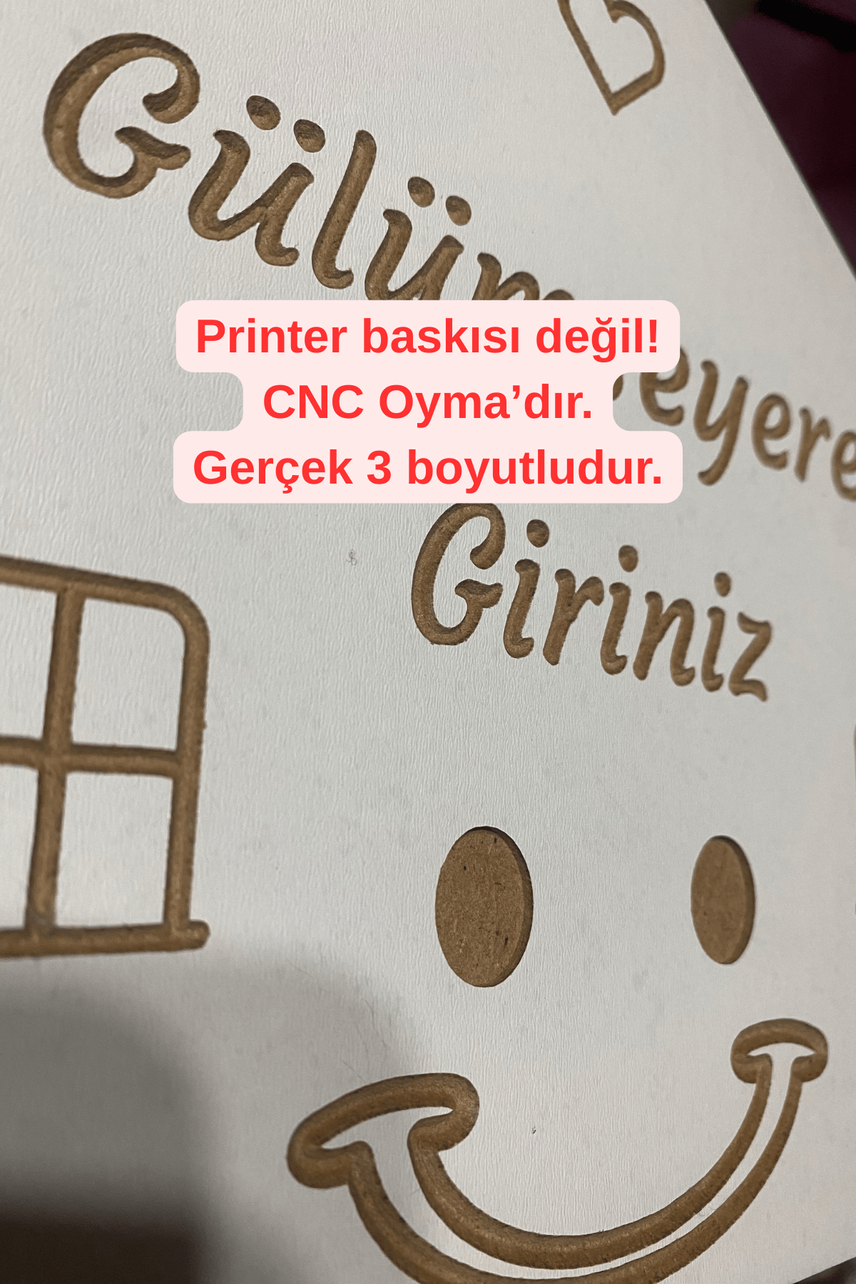 Kapı Süsü - CNC Kazıma/Oyma - 4mm MDF'den yapıldı, Sevgililer günü hediyesi.. – (20 × 25 cm)