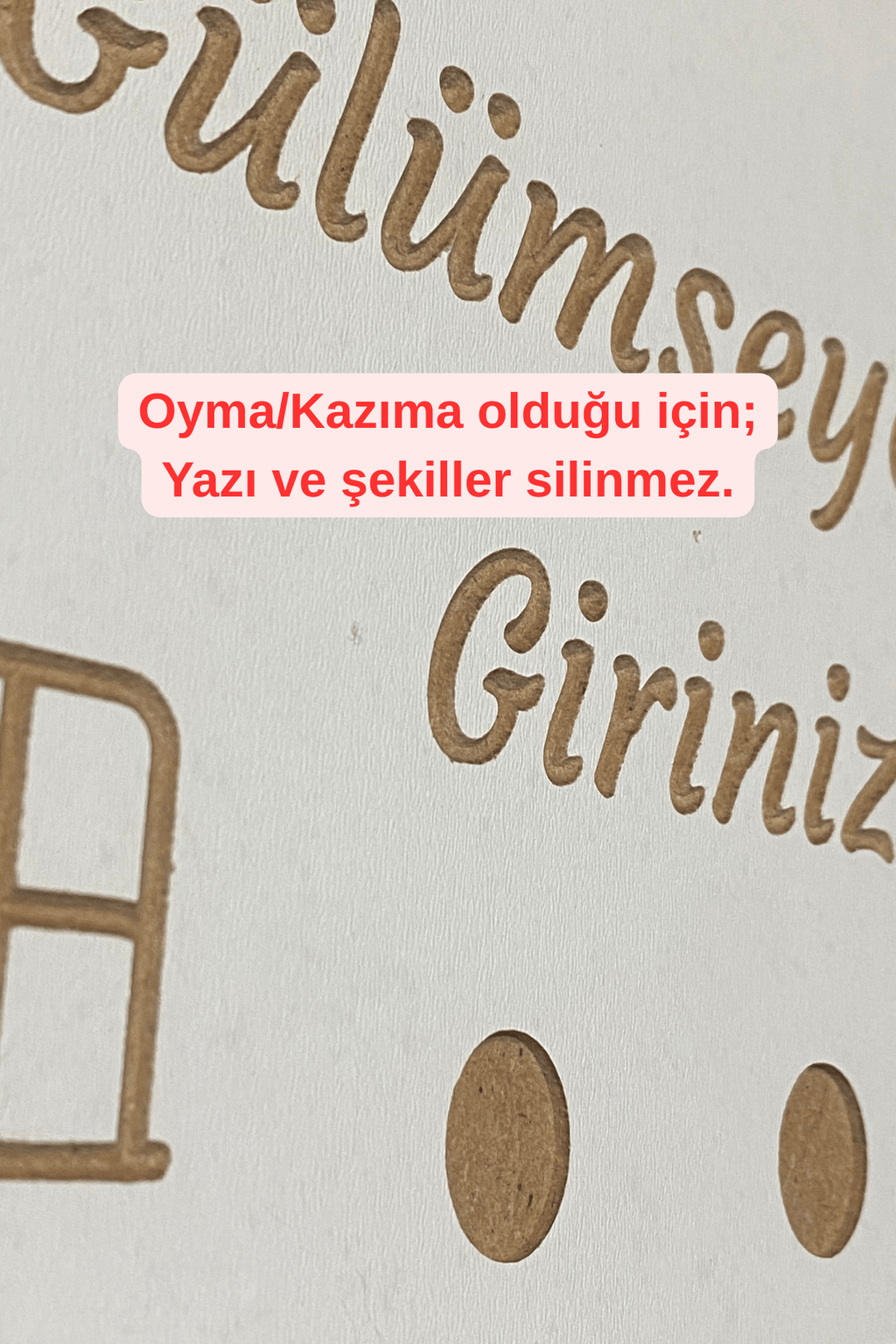 Kapı Süsü - CNC Kazıma/Oyma - 4mm MDF'den yapıldı, Sevgililer günü hediyesi.. – (20 × 25 cm)