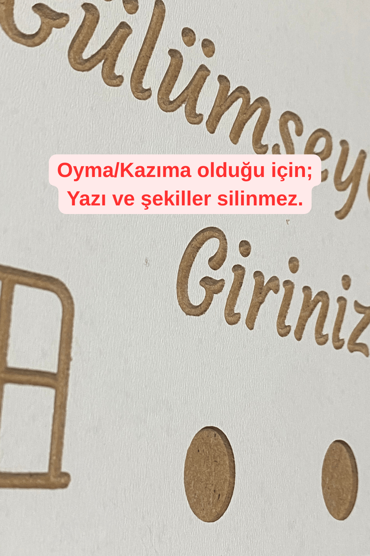 Kapı Süsü - CNC Kazıma/Oyma - 4mm MDF'den yapıldı, Sevgililer günü hediyesi.. – (20 × 25 cm)