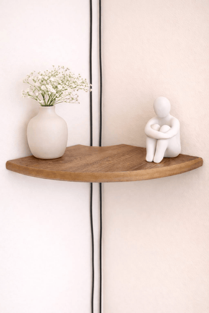 Oval Köşe Rafı 25 cm – Kahve