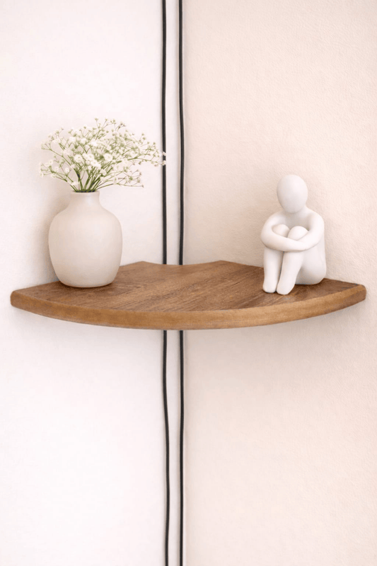 Oval Köşe Rafı 25 cm – Kahve