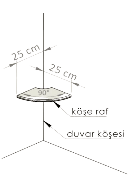 Oval Köşe Rafı 25 cm – Kahve
