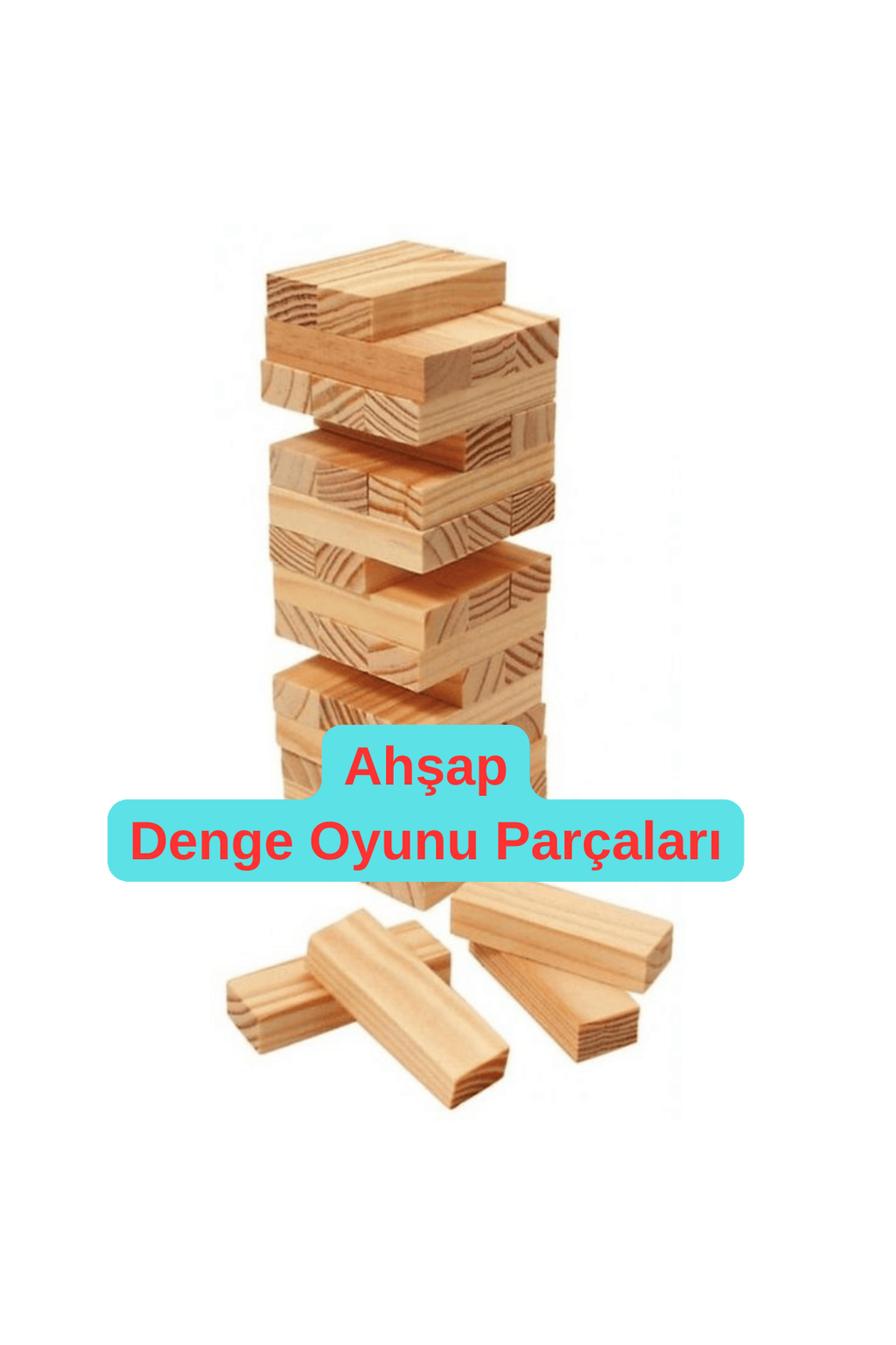 Ahşap biblo ve etkinlik parçaları - Premium 54 parça (A Kalite) Denge Oyunu